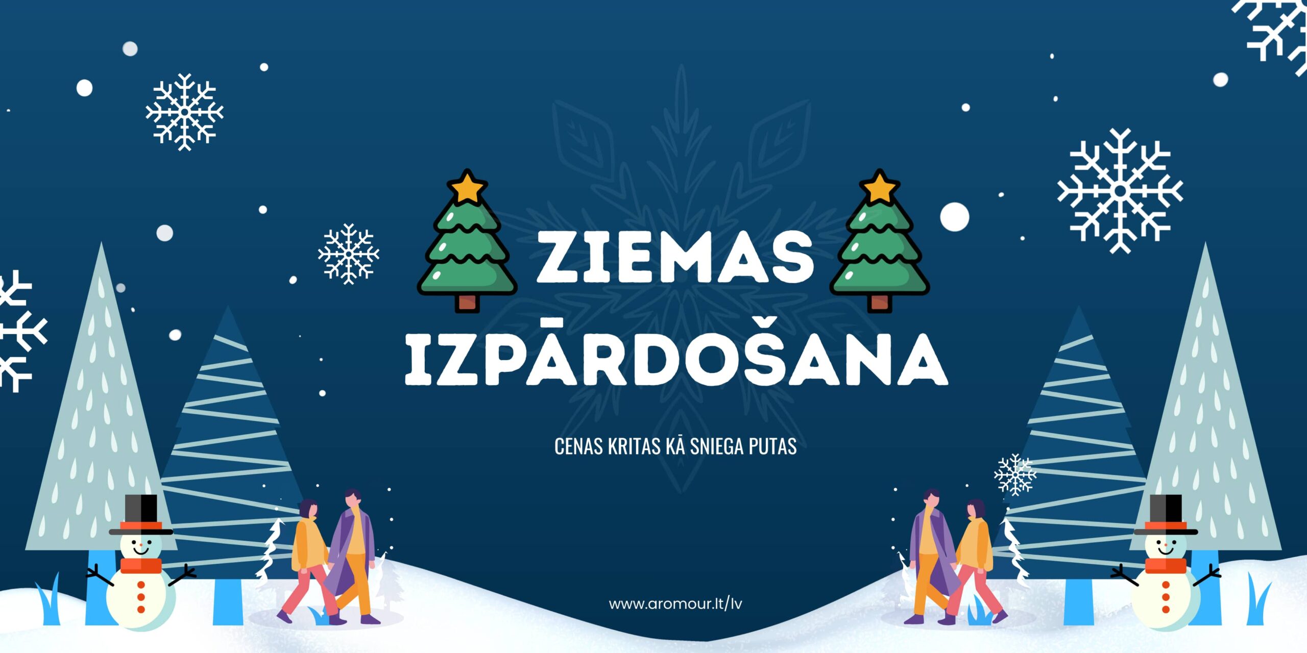 Aromour ziemas izpārdošanas baneris